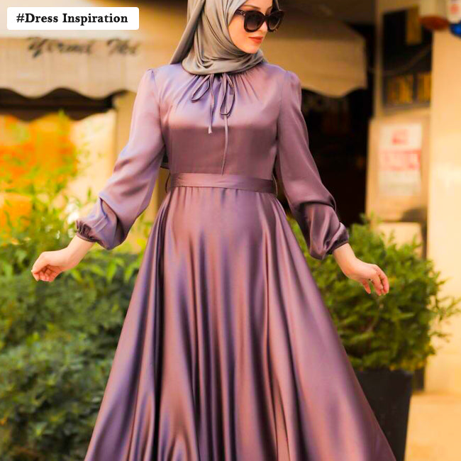 Flare Satin Abaya Dress